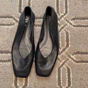 Zara black flats, square toe